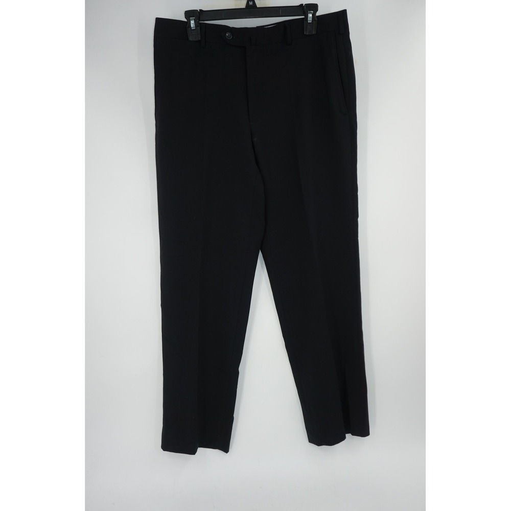 Coppley‎ Wool Dress Pants Flat Front Black Men's 35x33